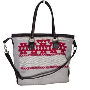 Noonday Collection Large Multicolor Textile Tote Bag Shoulder Strap 16x16x5